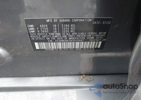 2022 Subaru Legacy Limited Xt z USA, uszkodzony, nr VIN 4S3BWGN62N3025887